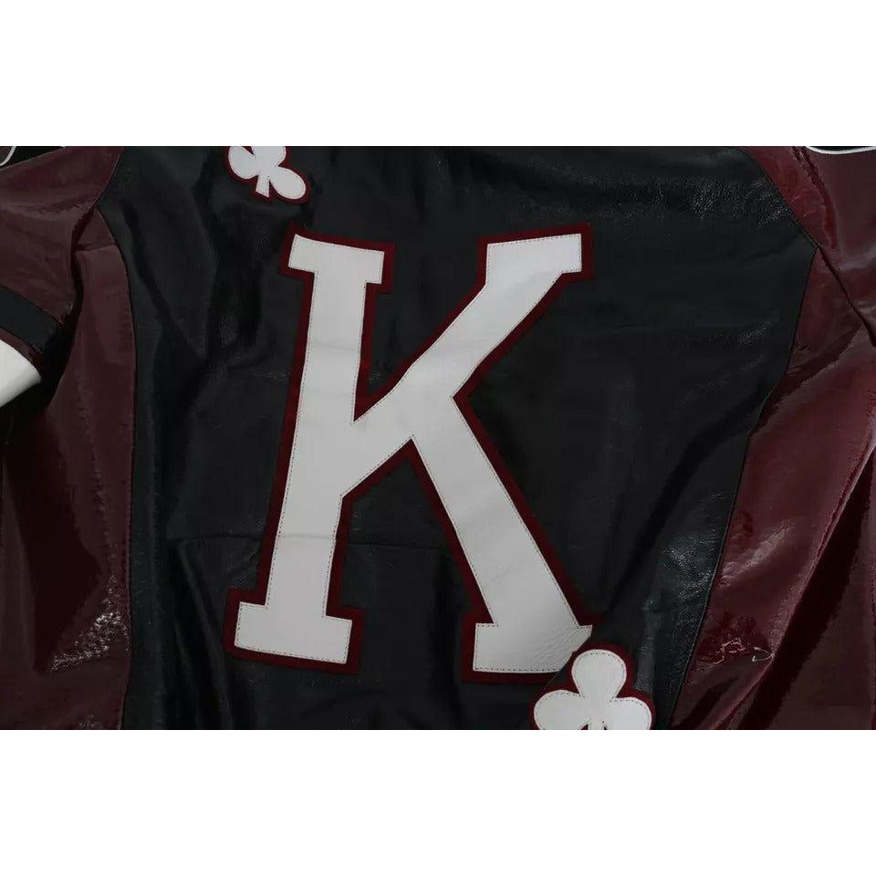 Dolce & Gabbana Black Bordeaux Hooded Leather DG King of Love Jacket Dolce & Gabbana Black