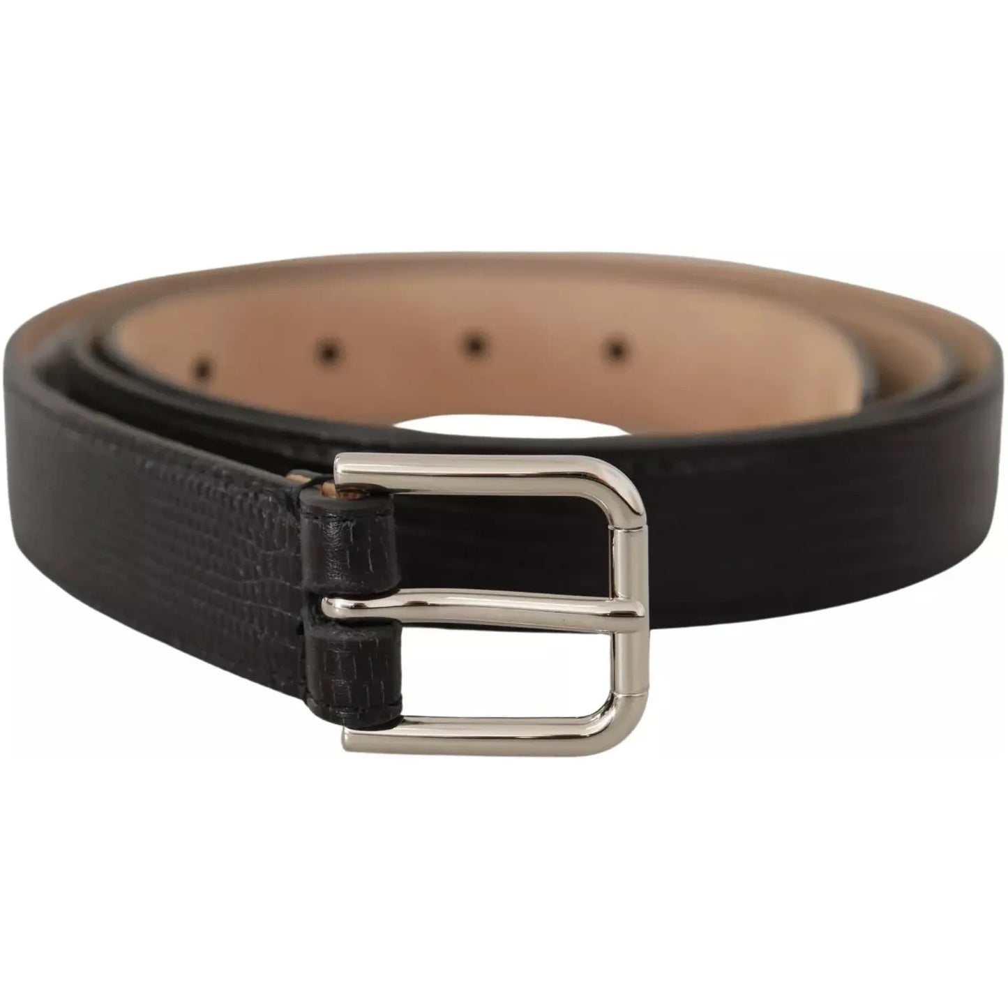 Dolce & Gabbana Black Classic Leather Silver Metal Buckle Belt Dolce & Gabbana Dark Slate Gray