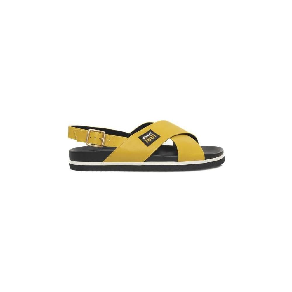 Cerruti 1881 Yellow Calfskin Women Sandal Cerruti 1881 Dark Slate Gray