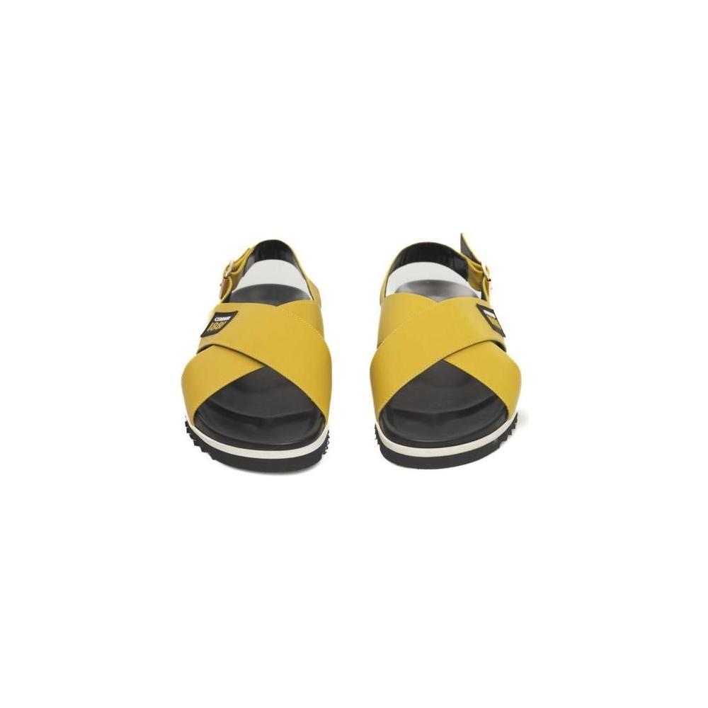 Cerruti 1881 Yellow Calfskin Women Sandal Cerruti 1881 Dark Slate Gray