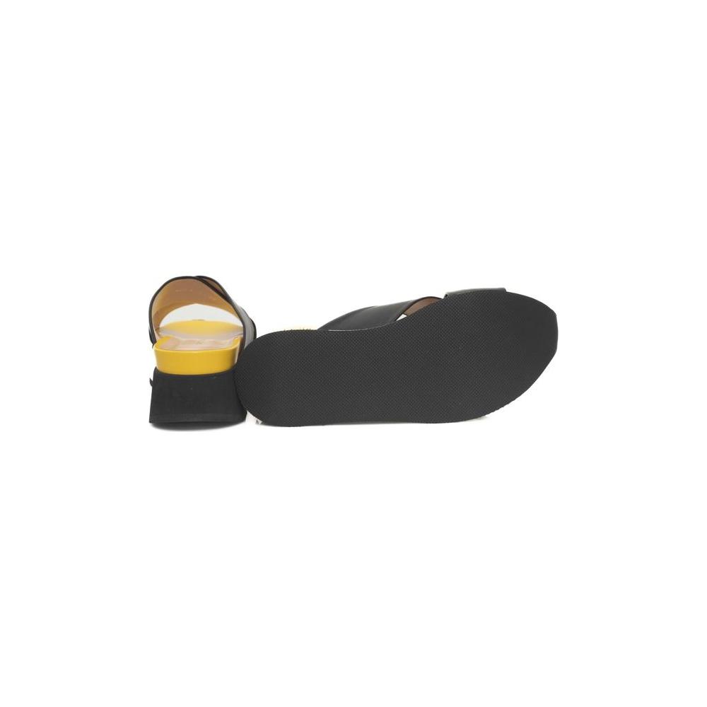 Cerruti 1881 Black Calfskin Women Sandal Cerruti 1881 Dark Slate Gray