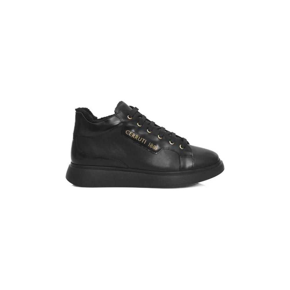 Cerruti 1881 Black Leather Women Platform Sneaker Cerruti 1881 Dark Slate Gray