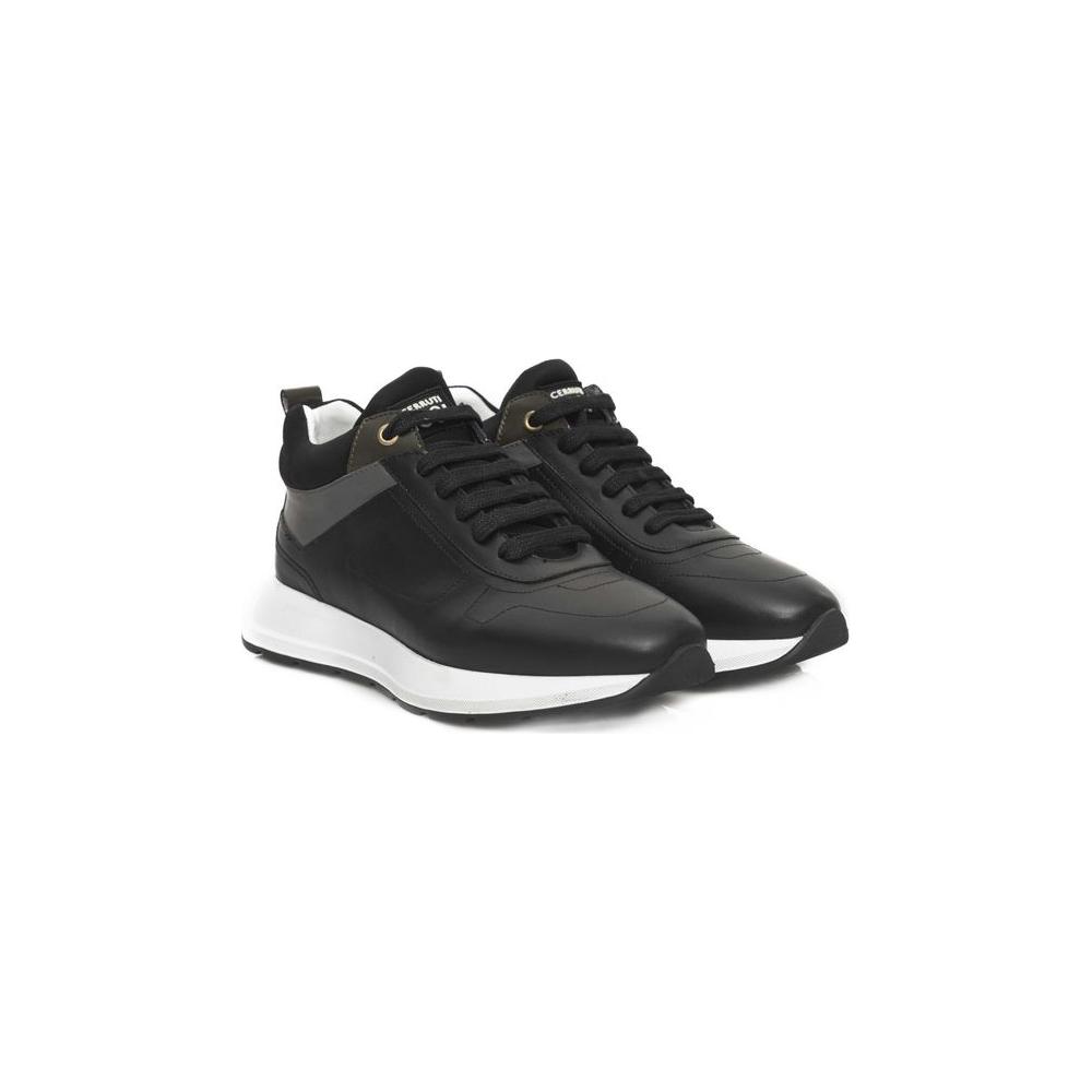 Cerruti 1881 Black Cowhide Women Sneaker Platform Cerruti 1881 Dark Slate Gray