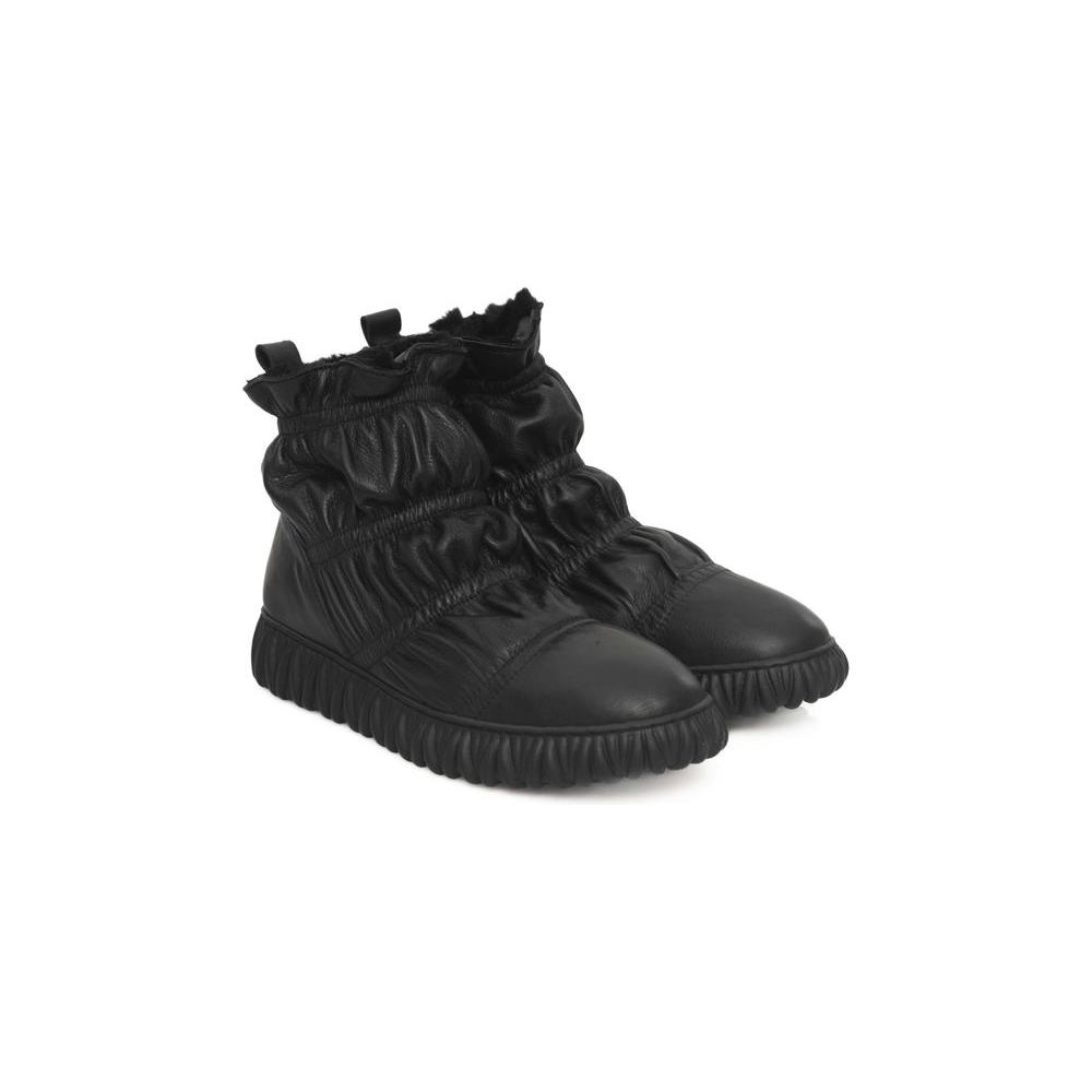 Cerruti 1881 Black Leather Women Boot Cerruti 1881 Dark Slate Gray