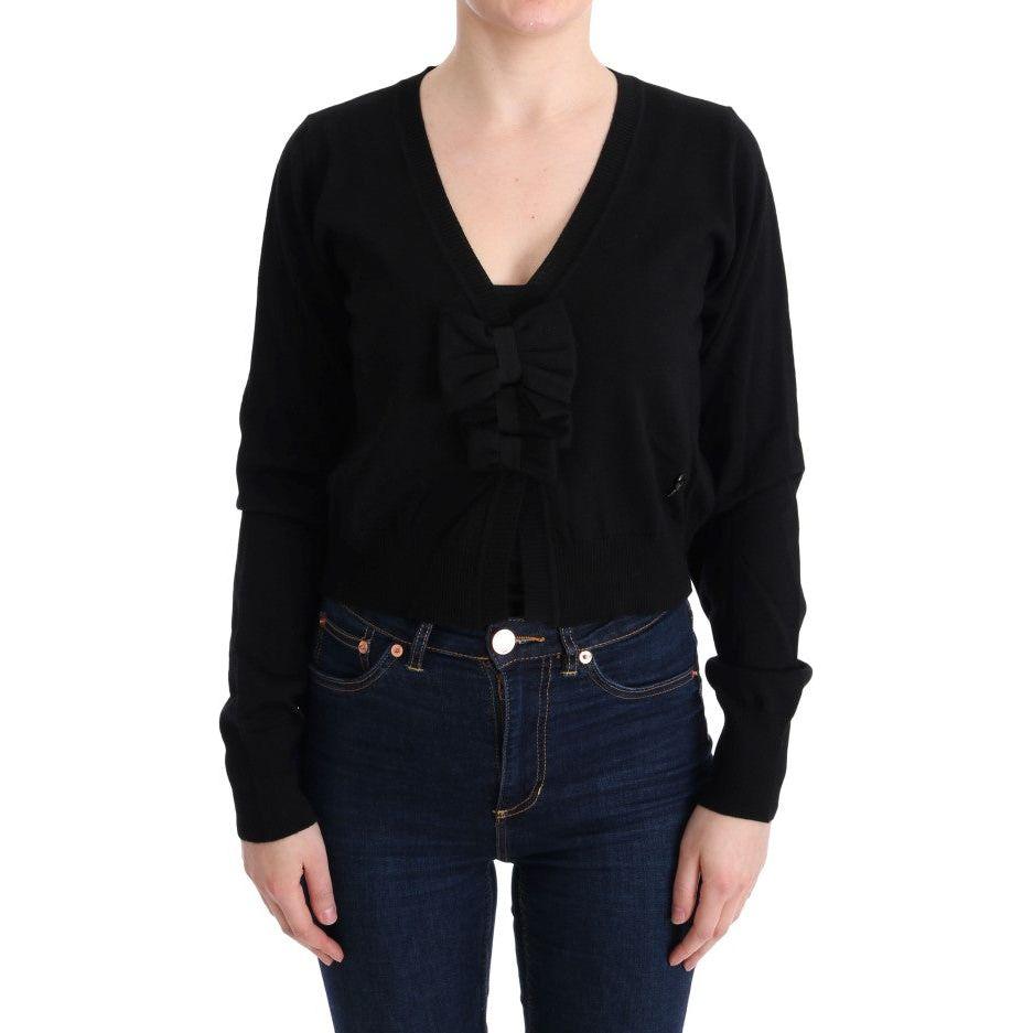 MARGHI LO' Elegant Black Wool Cardigan Sweater MARGHI LO' Black