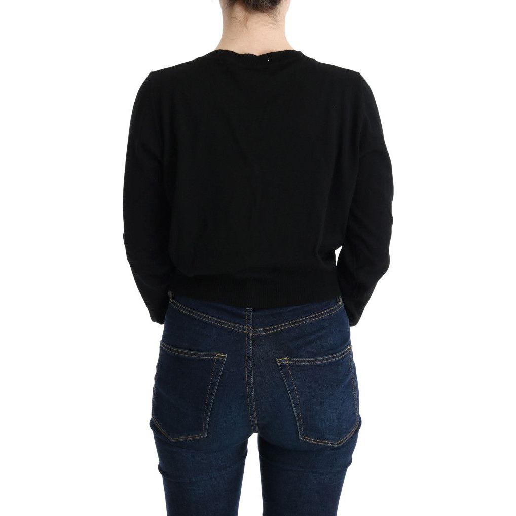 MARGHI LO' Elegant Black Wool Cardigan Sweater MARGHI LO' Black