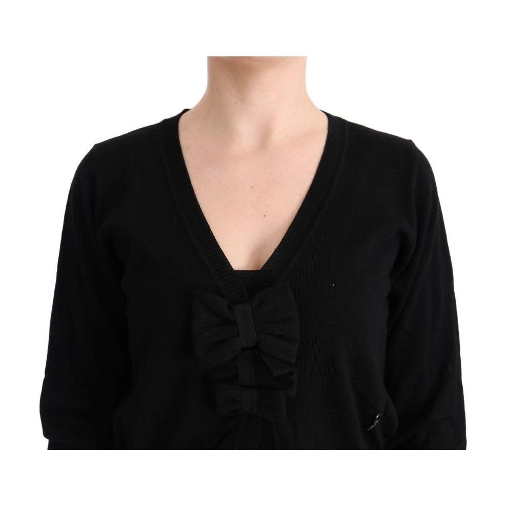 MARGHI LO' Elegant Black Wool Cardigan Sweater MARGHI LO' Tan