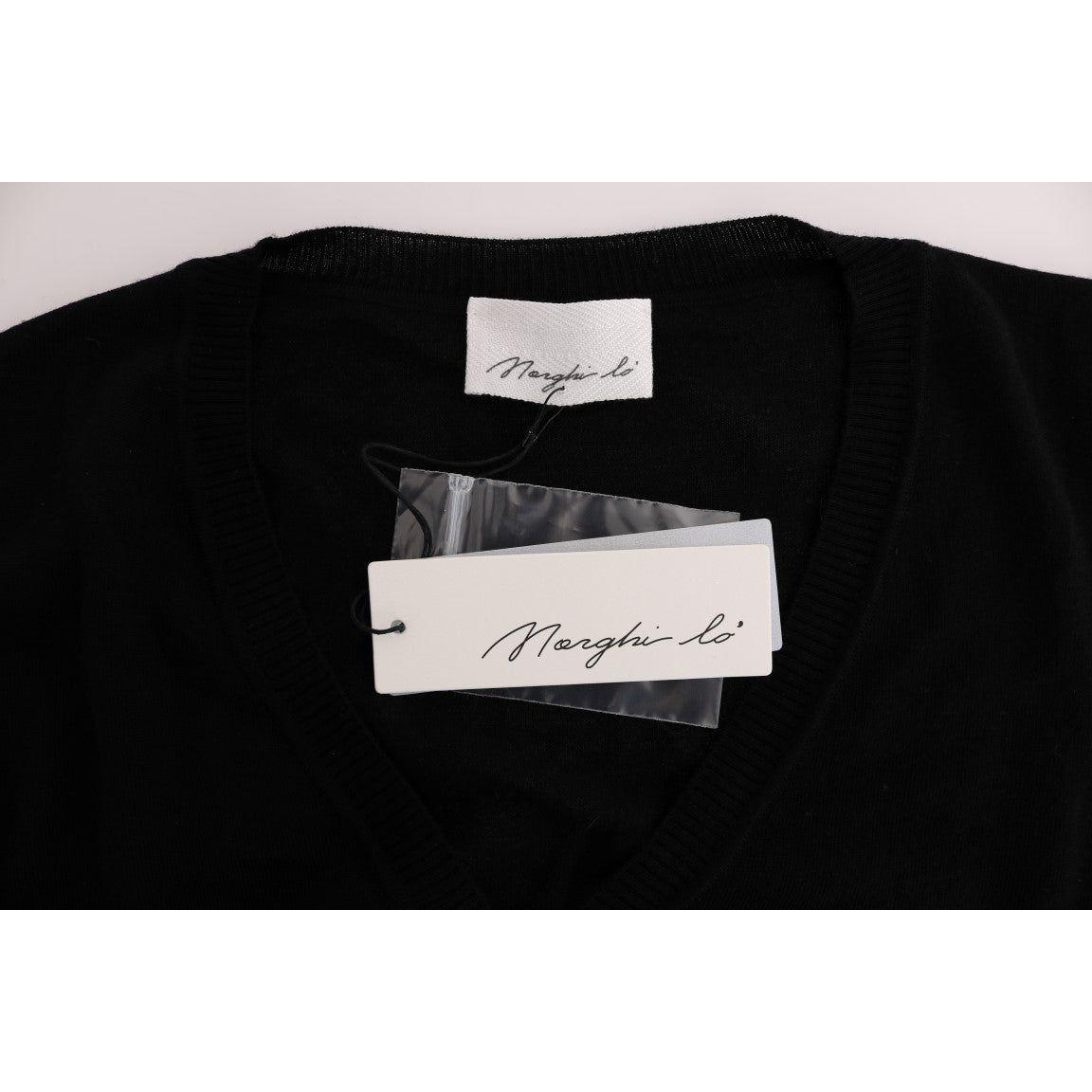 MARGHI LO' Elegant Black Wool Cardigan Sweater MARGHI LO' Light Gray