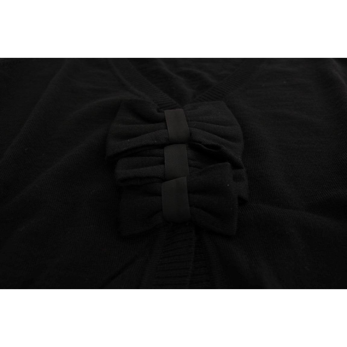 MARGHI LO' Elegant Black Wool Cardigan Sweater MARGHI LO' Black