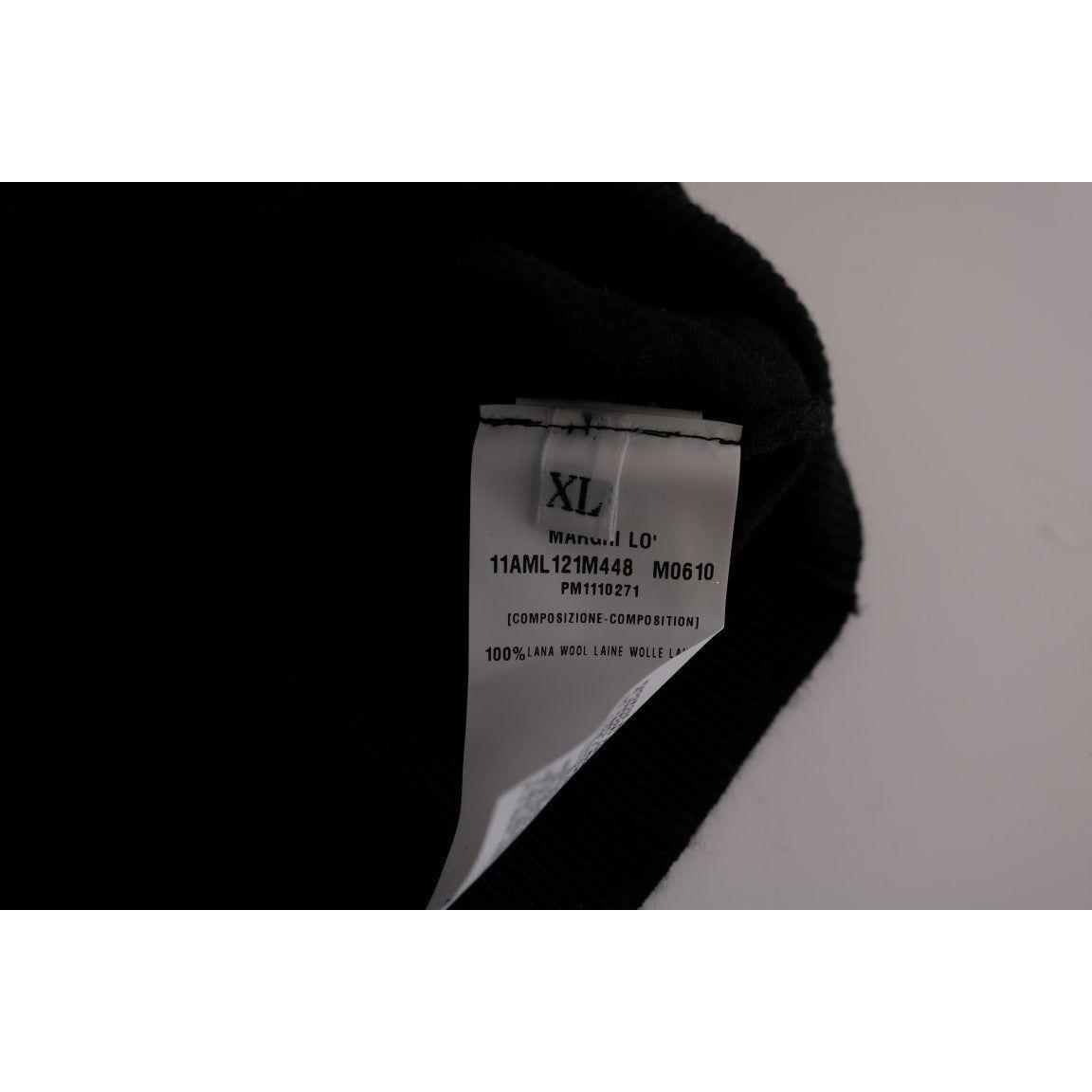 MARGHI LO' Elegant Black Wool Cardigan Sweater MARGHI LO' Light Slate Gray