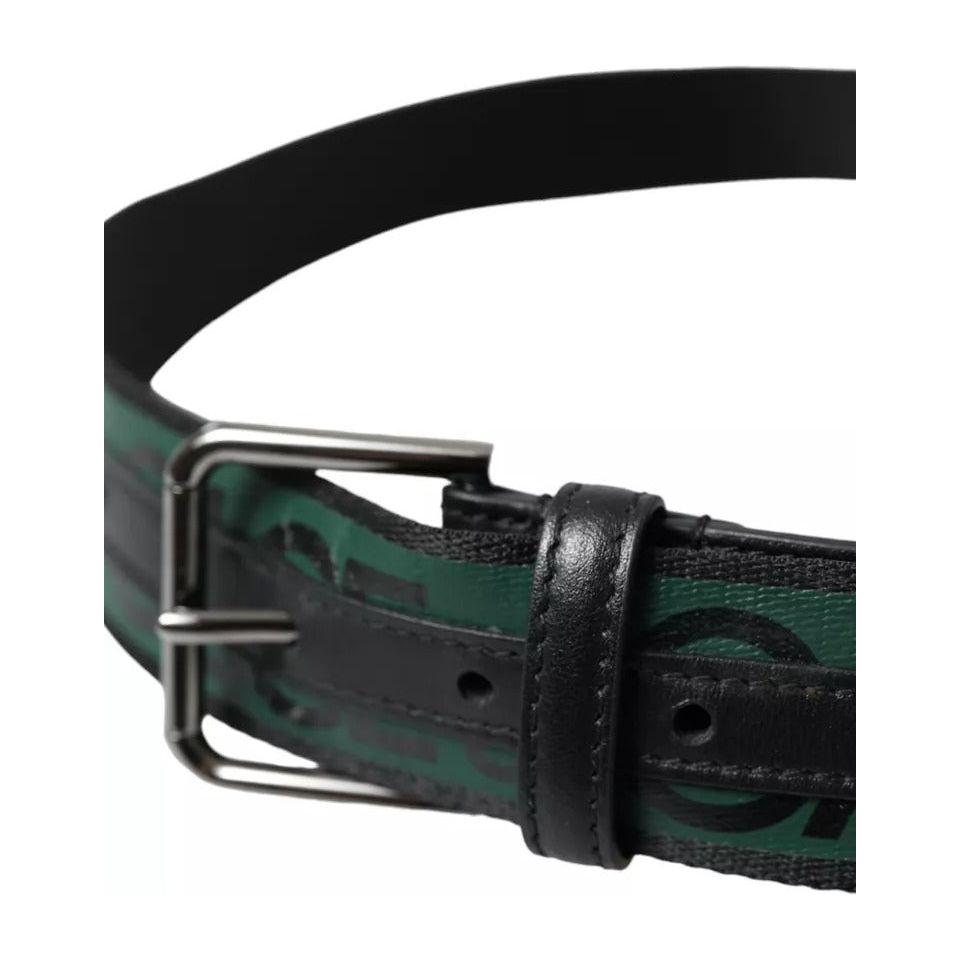 Dolce & Gabbana Black Green Leather Silver Metal Buckle Belt Dolce & Gabbana Dark Slate Gray