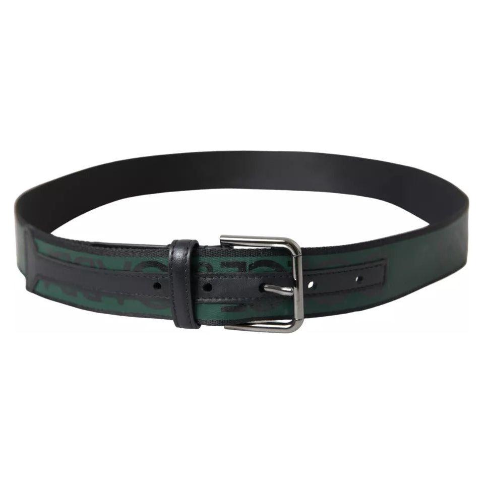 Dolce & Gabbana Black Green Leather Silver Metal Buckle Belt Dolce & Gabbana Dark Slate Gray