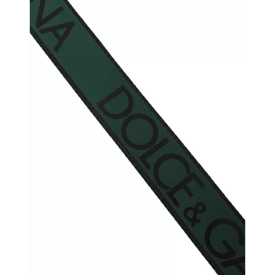 Dolce & Gabbana Black Green Leather Silver Metal Buckle Belt Dolce & Gabbana Dark Slate Gray
