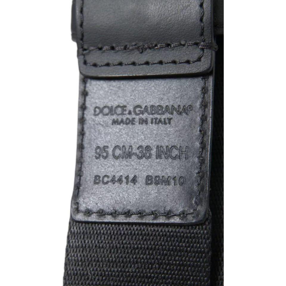 Dolce & Gabbana Black Green Logo Silver Metal Buckle Belt Dolce & Gabbana Dark Slate Gray