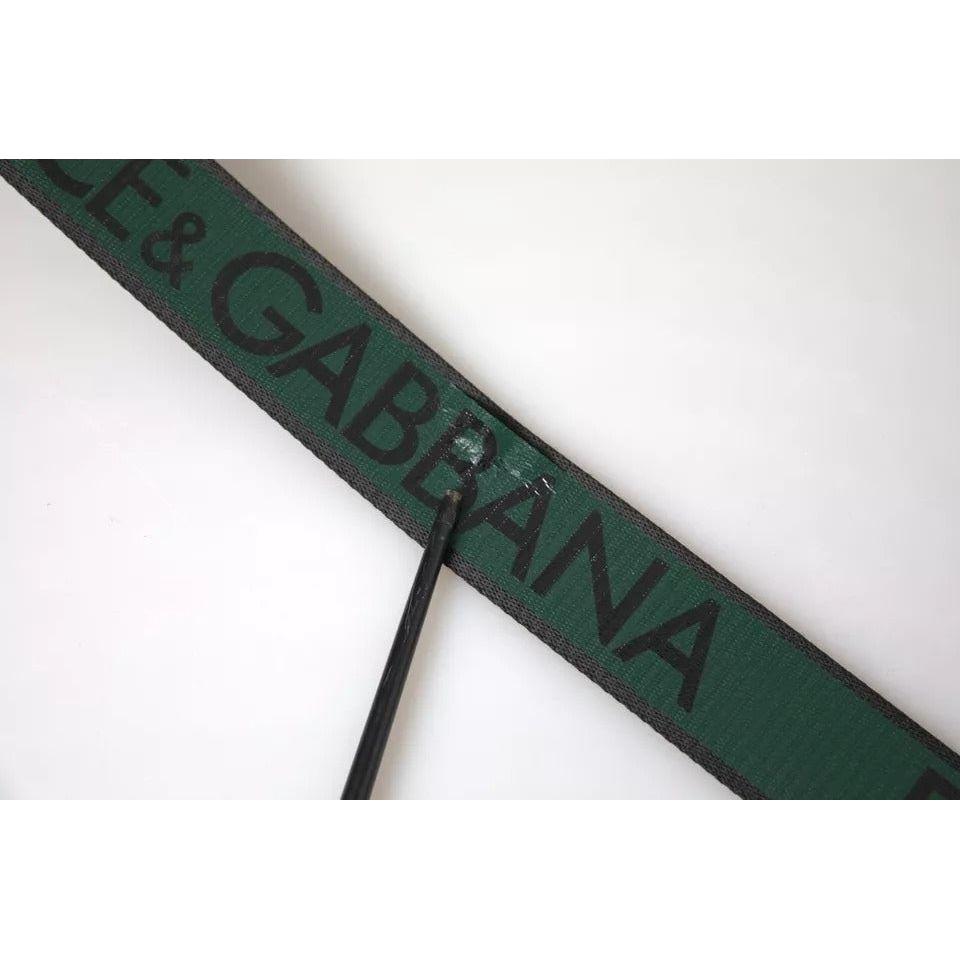 Dolce & Gabbana Black Green Logo Silver Metal Buckle Belt Dolce & Gabbana Dark Slate Gray