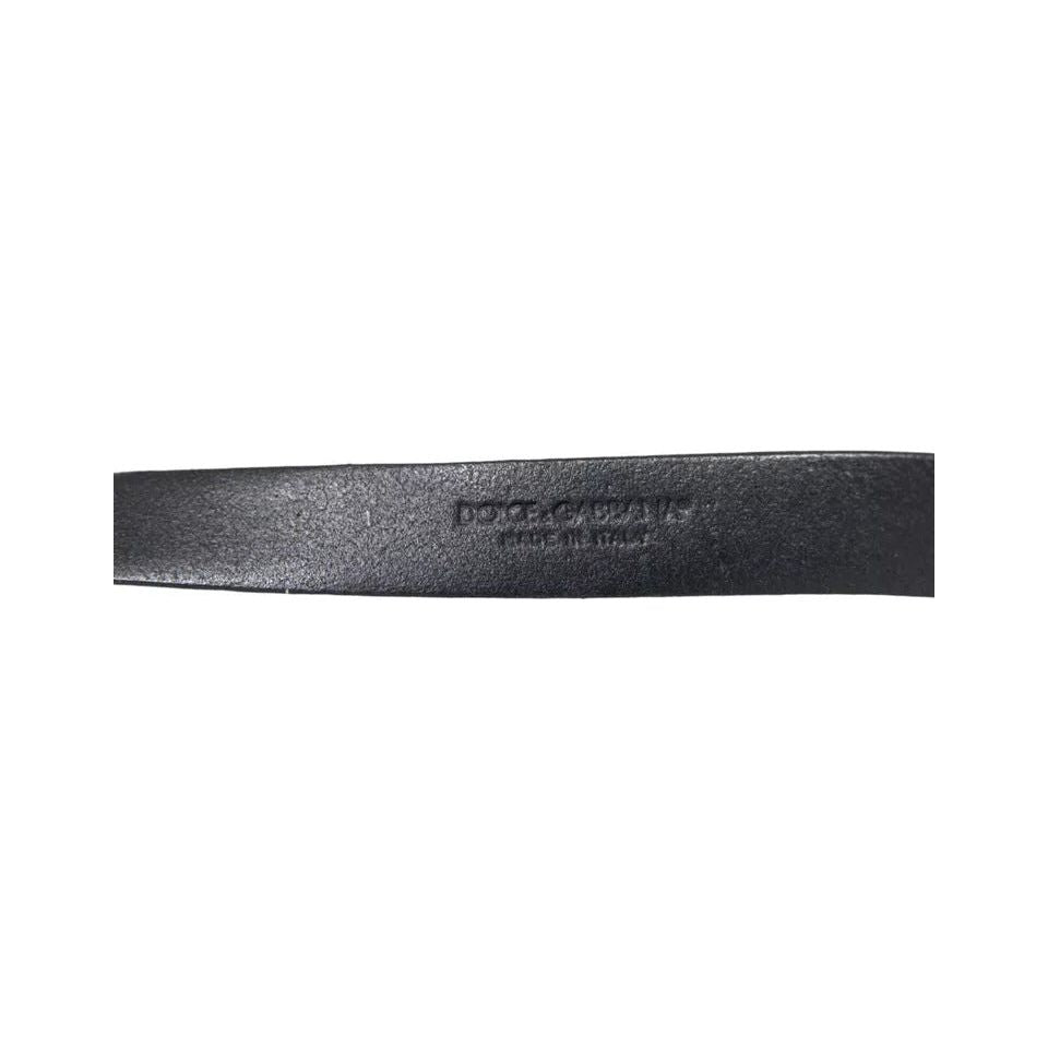 Dolce & Gabbana Black Leather Silver Metal Buckle Men Belt Dolce & Gabbana Dark Slate Gray