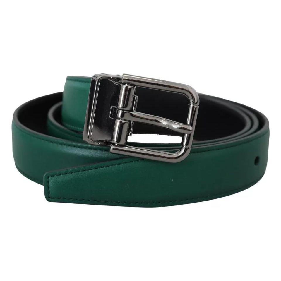 Dolce & Gabbana Green Calf Leather Silver Tone Metal Buckle Belt Dolce & Gabbana Dark Slate Gray