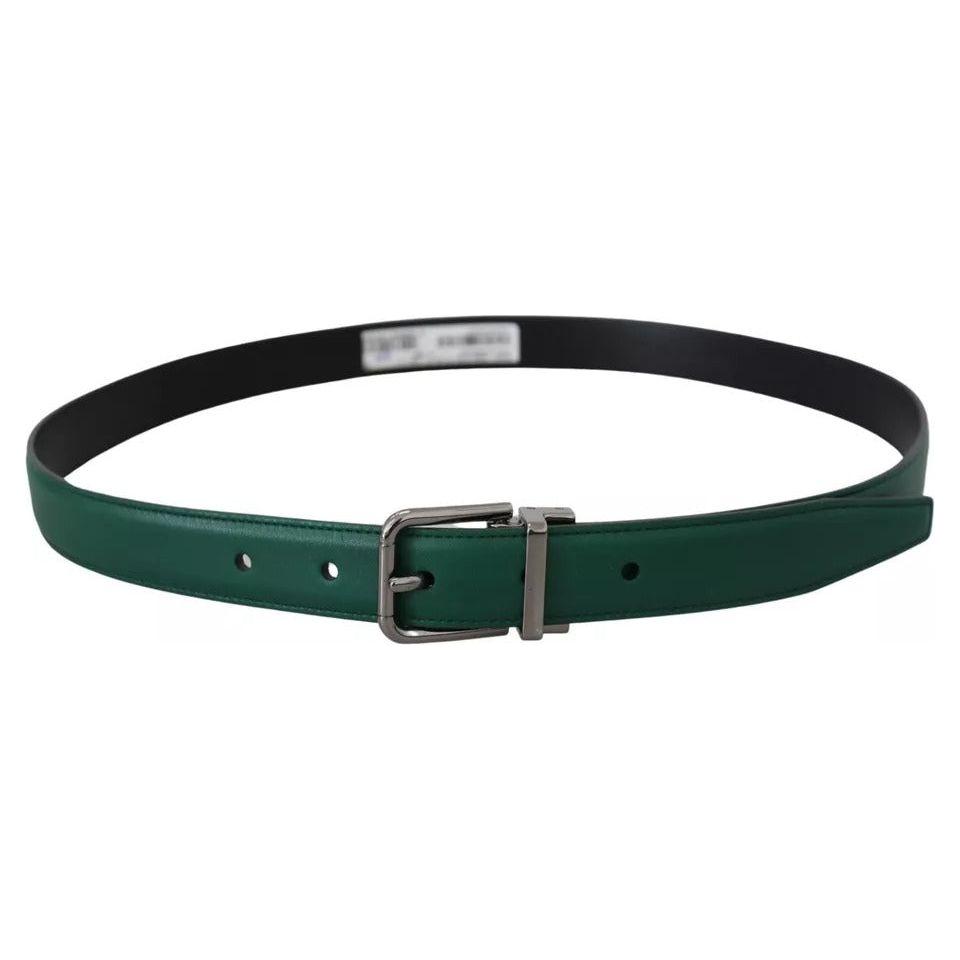 Dolce & Gabbana Green Calf Leather Silver Tone Metal Buckle Belt Dolce & Gabbana Dark Slate Gray