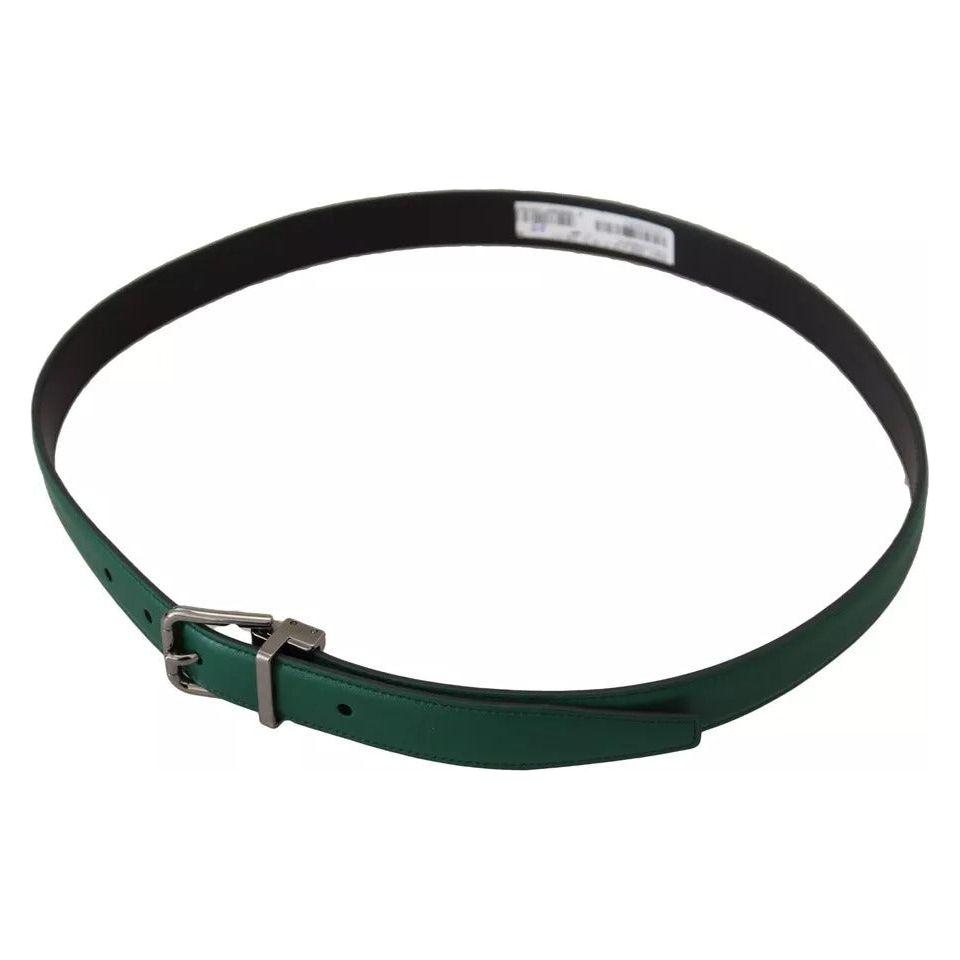 Dolce & Gabbana Green Calf Leather Silver Tone Metal Buckle Belt Dolce & Gabbana Dark Slate Gray