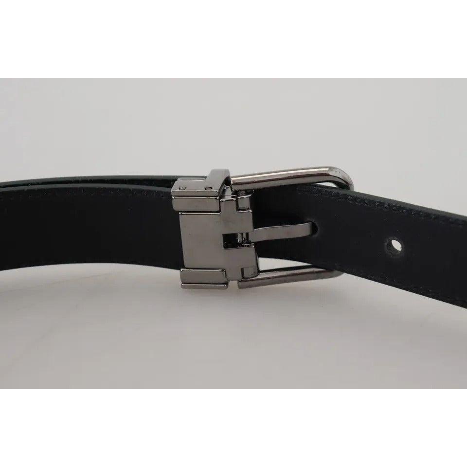 Dolce & Gabbana Green Calf Leather Silver Tone Metal Buckle Belt Dolce & Gabbana Gray