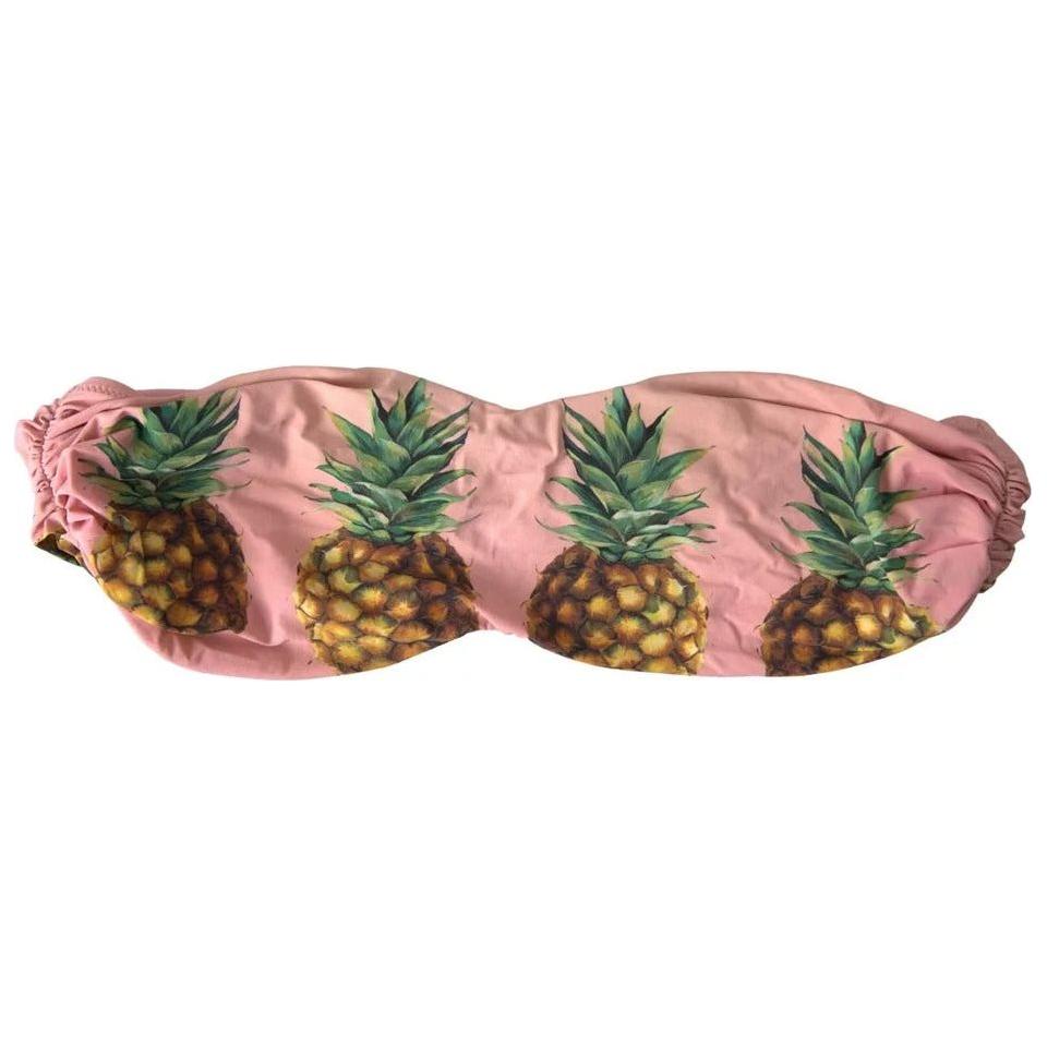 Dolce & Gabbana Pink Printed Beachwear Bikini Top Swimsuit Dolce & Gabbana Rosy Brown