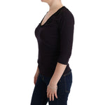 Costume National Elegant Purple V-Neck Blouse Tee Costume National Rosy Brown