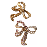 Dolce & Gabbana Gold Brass Pink Clear Crystal Bow Fiocchi Christmas Earrings Dolce & Gabbana Sienna