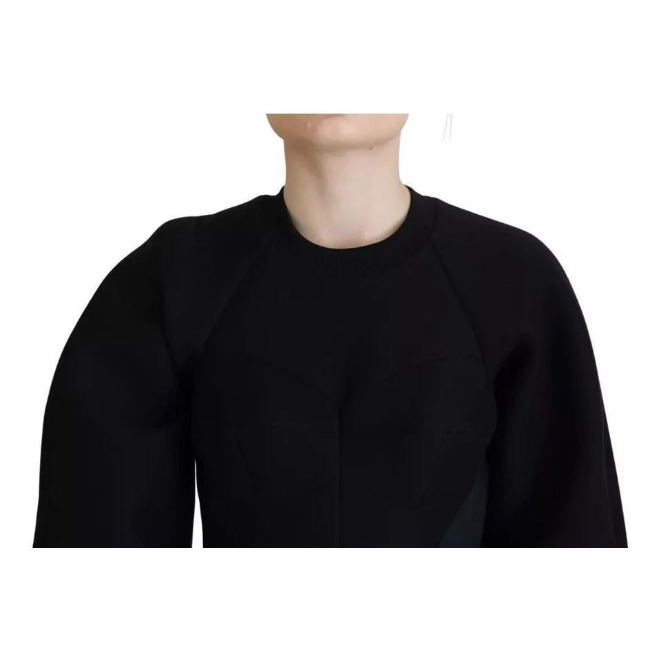 Dolce & Gabbana Cotton Black Long Sleeves A-line Mini Dress Dolce & Gabbana Black