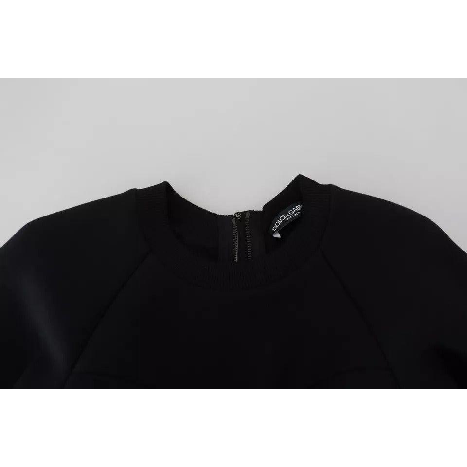 Dolce & Gabbana Cotton Black Long Sleeves A-line Mini Dress Dolce & Gabbana Black