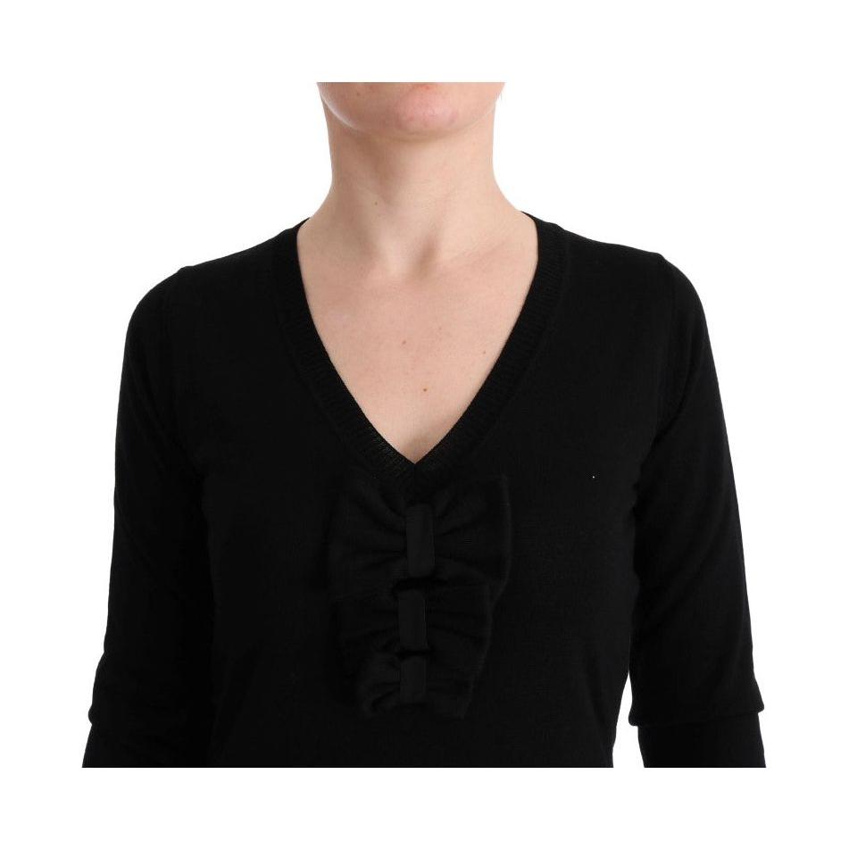 MARGHI LO' Elegant Black Wool Shift Dress MARGHI LO' Tan