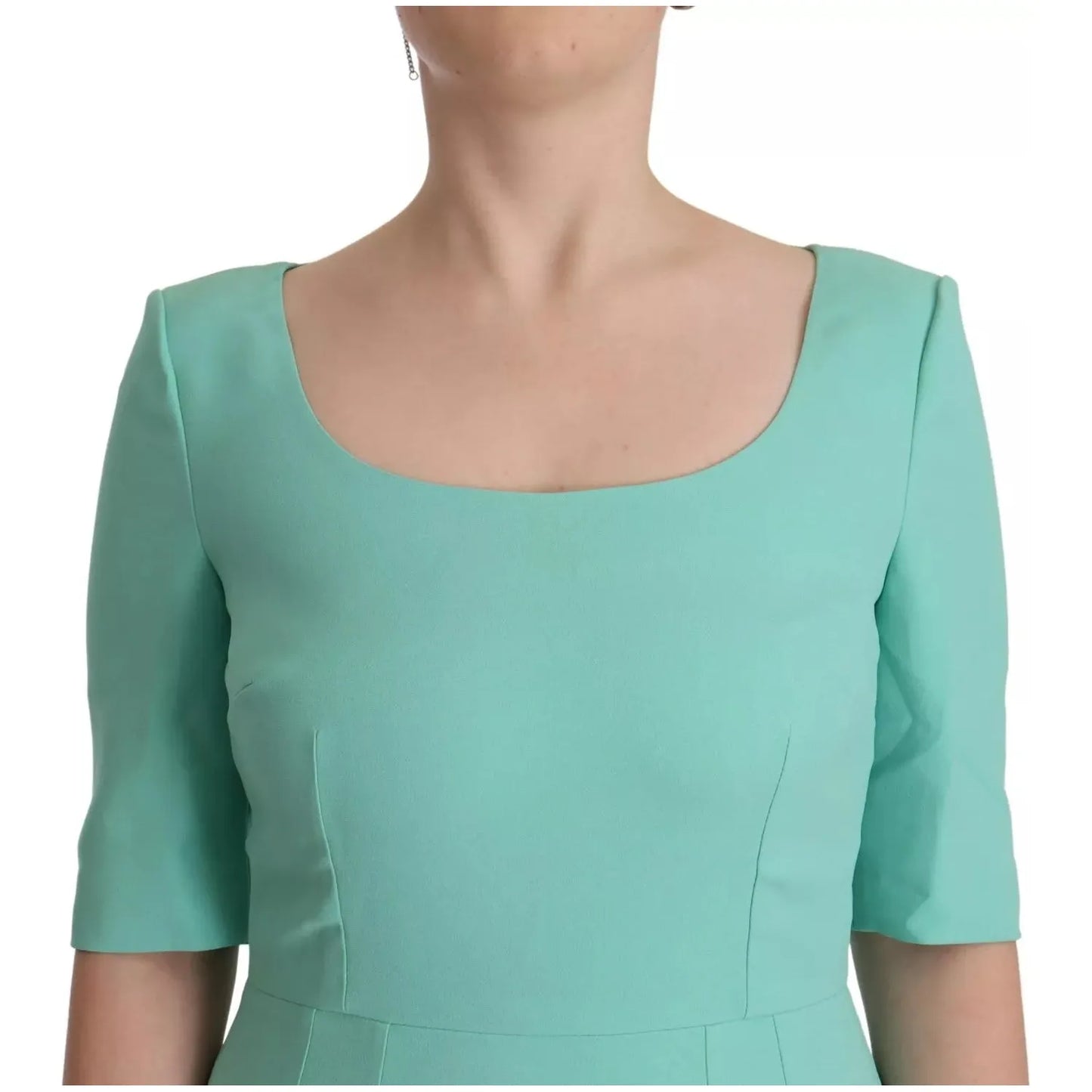 Dolce & Gabbana Mint Green Sheath Square Neckline Midi Dress Dolce & Gabbana Dark Sea Green
