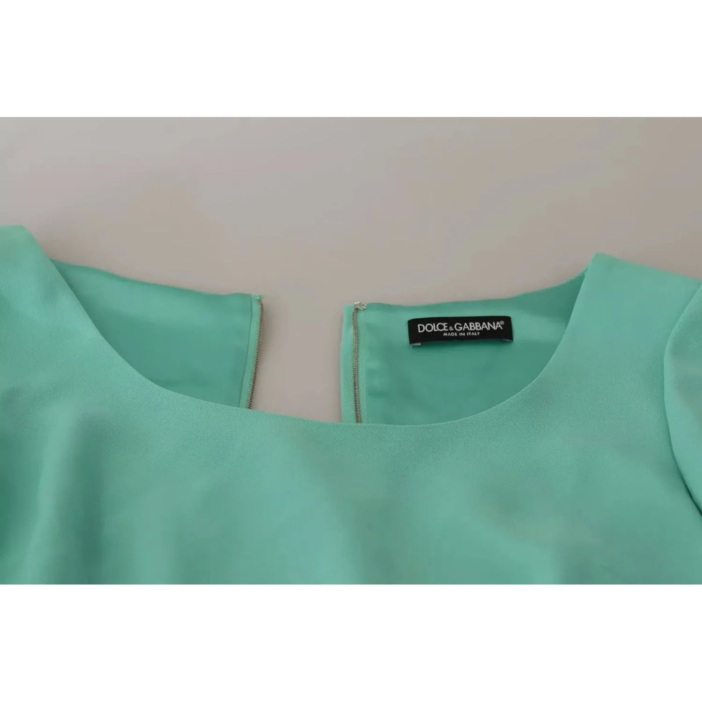 Dolce & Gabbana Mint Green Sheath Square Neckline Midi Dress Dolce & Gabbana Light Slate Gray