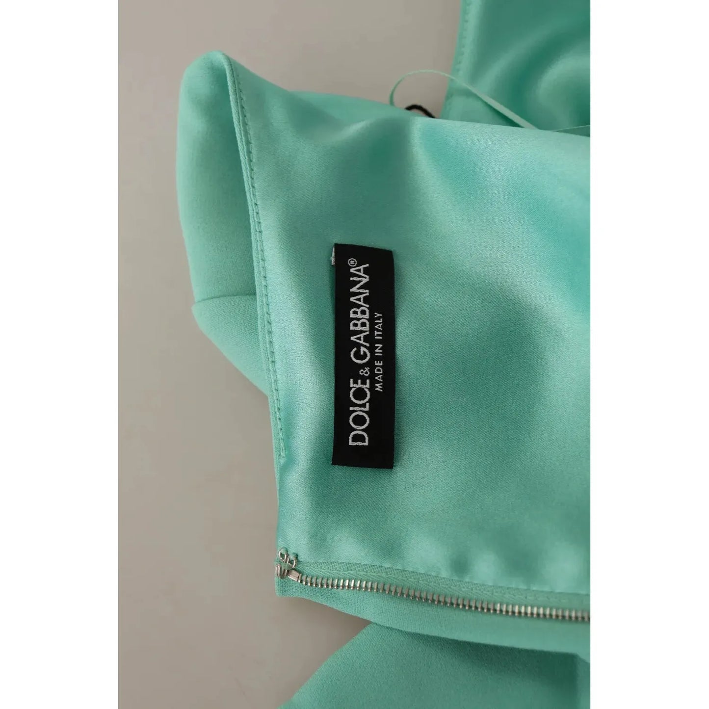 Dolce & Gabbana Mint Green Sheath Square Neckline Midi Dress Dolce & Gabbana Light Slate Gray