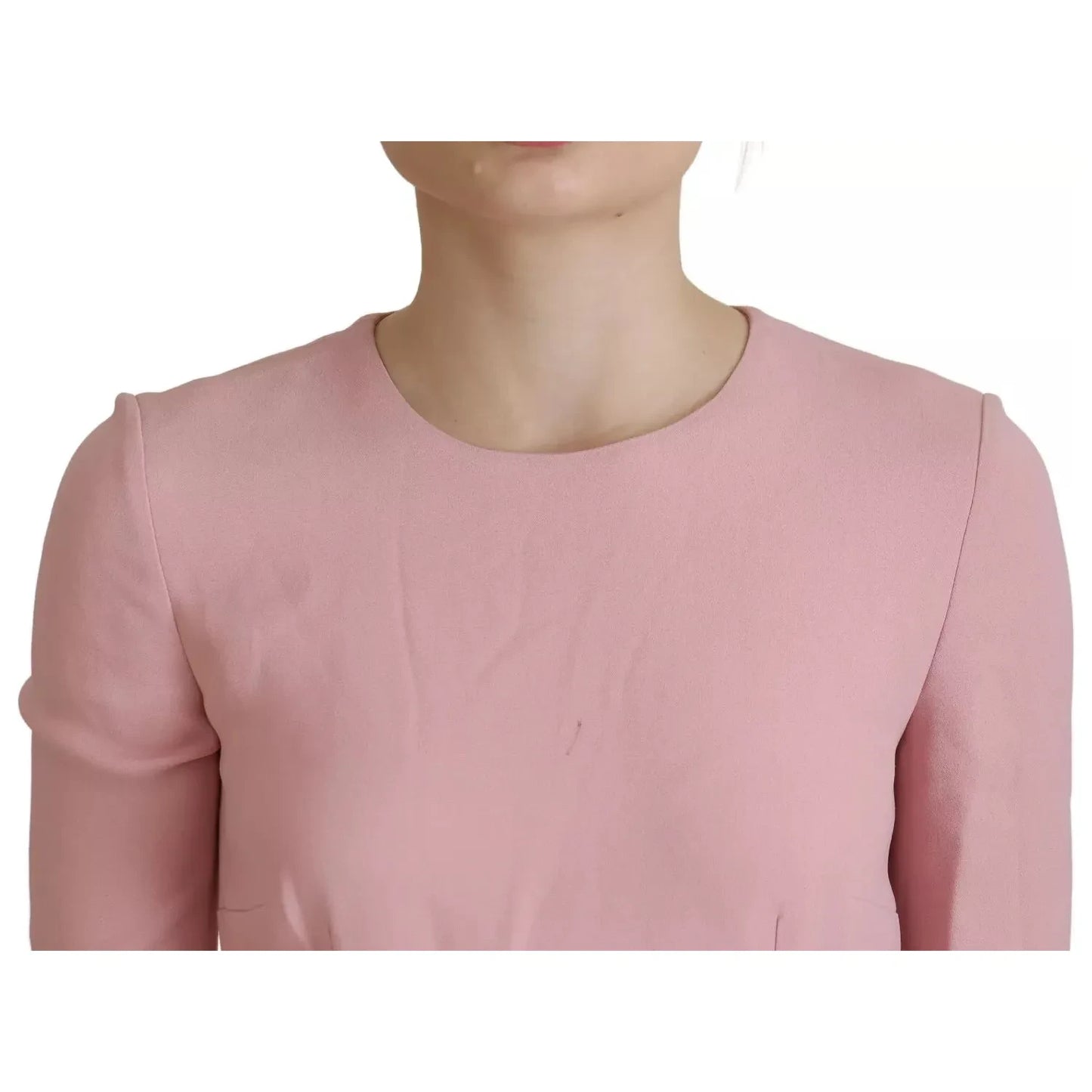 Dolce & Gabbana Pink A-line Flare Viscose 3/4 Sleeves Dress Dolce & Gabbana Rosy Brown