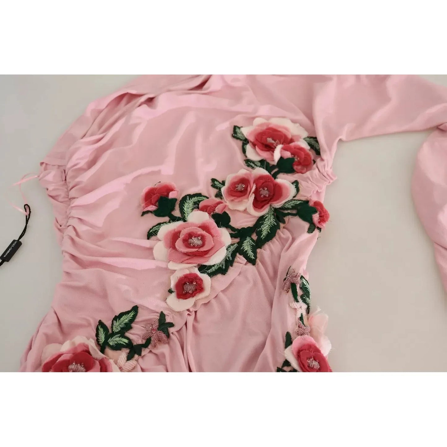 Dolce & Gabbana Pink Flower Embellished One Shoulder Dress Dolce & Gabbana Tan