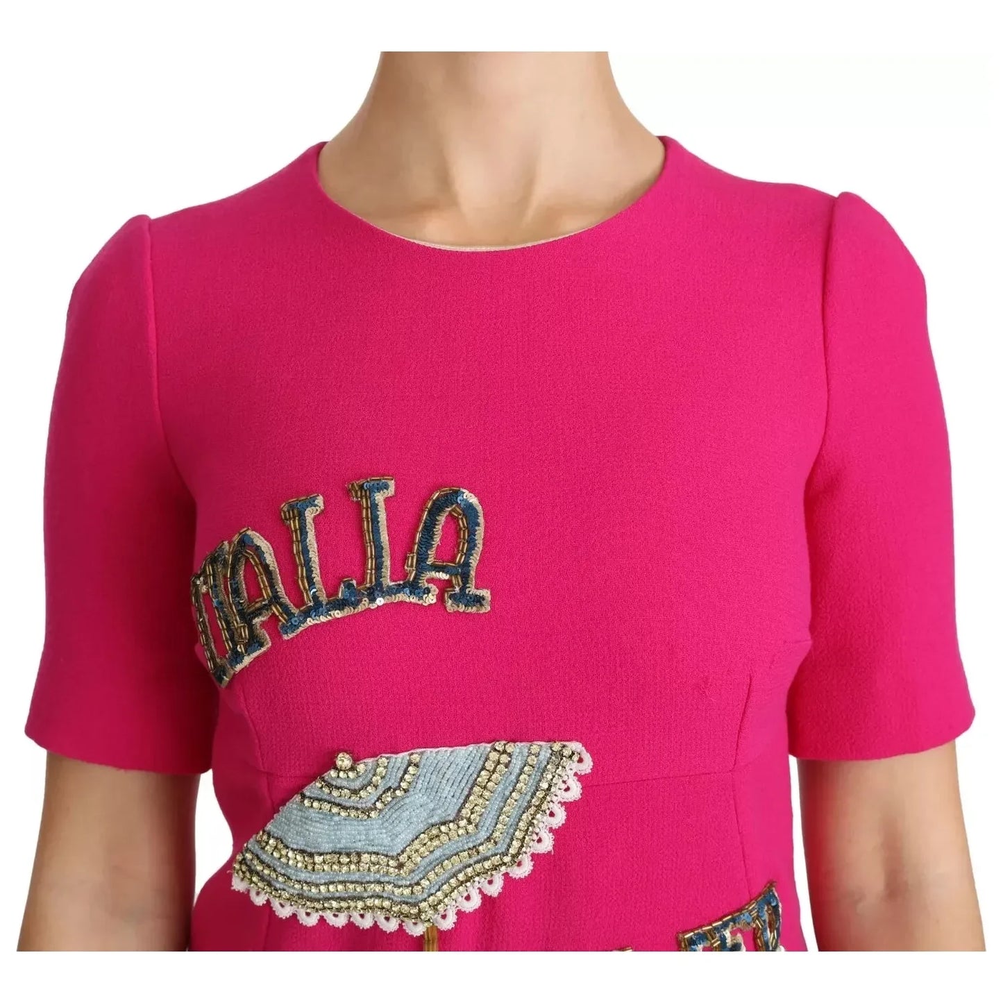 Dolce & Gabbana Pink Italia Forever Crystal Sheath Dress Dolce & Gabbana Maroon