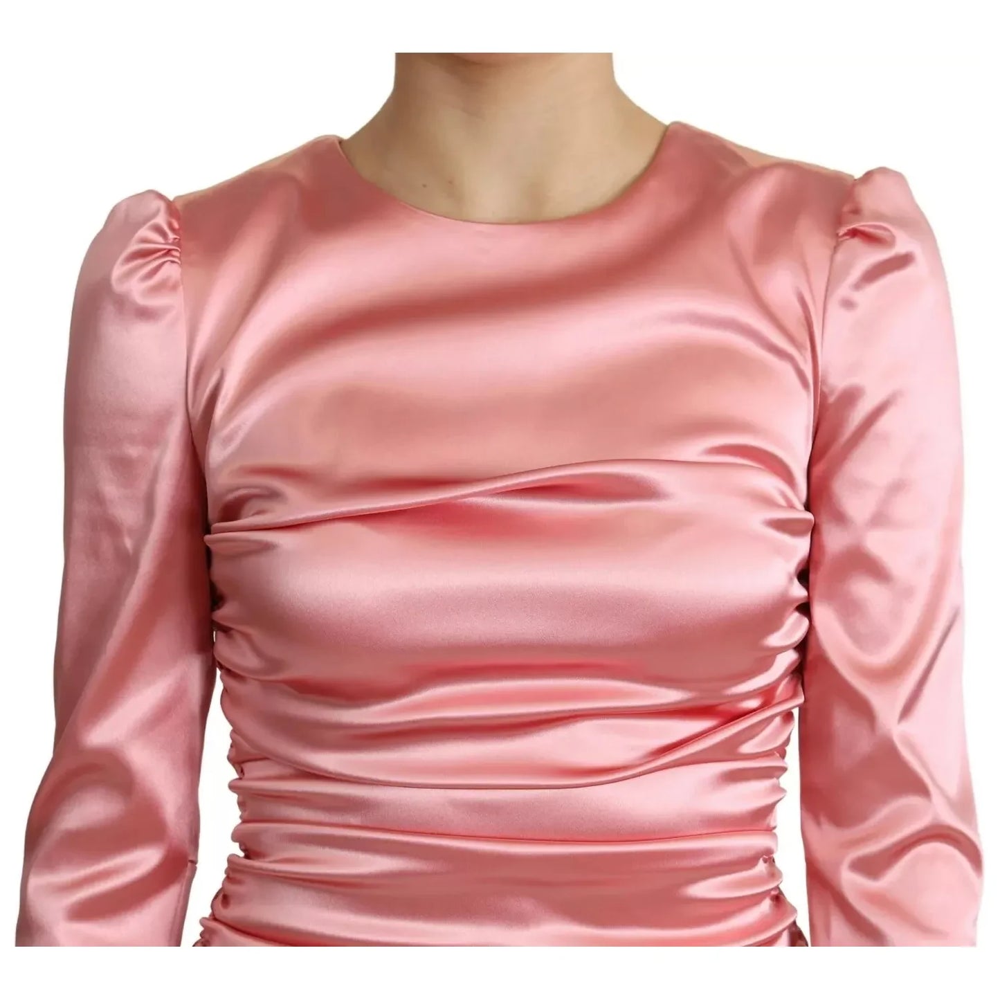 Dolce & Gabbana Pink Long Sleeves Bodycon Sheath Midi Dress Dolce & Gabbana Rosy Brown