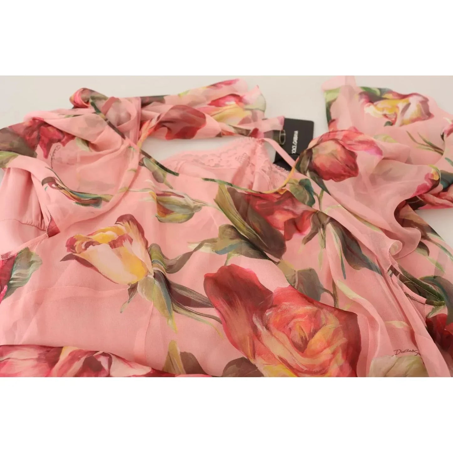Dolce & Gabbana Pink Silk Floral Print Layered Maxi Dress Dolce & Gabbana Dark Salmon