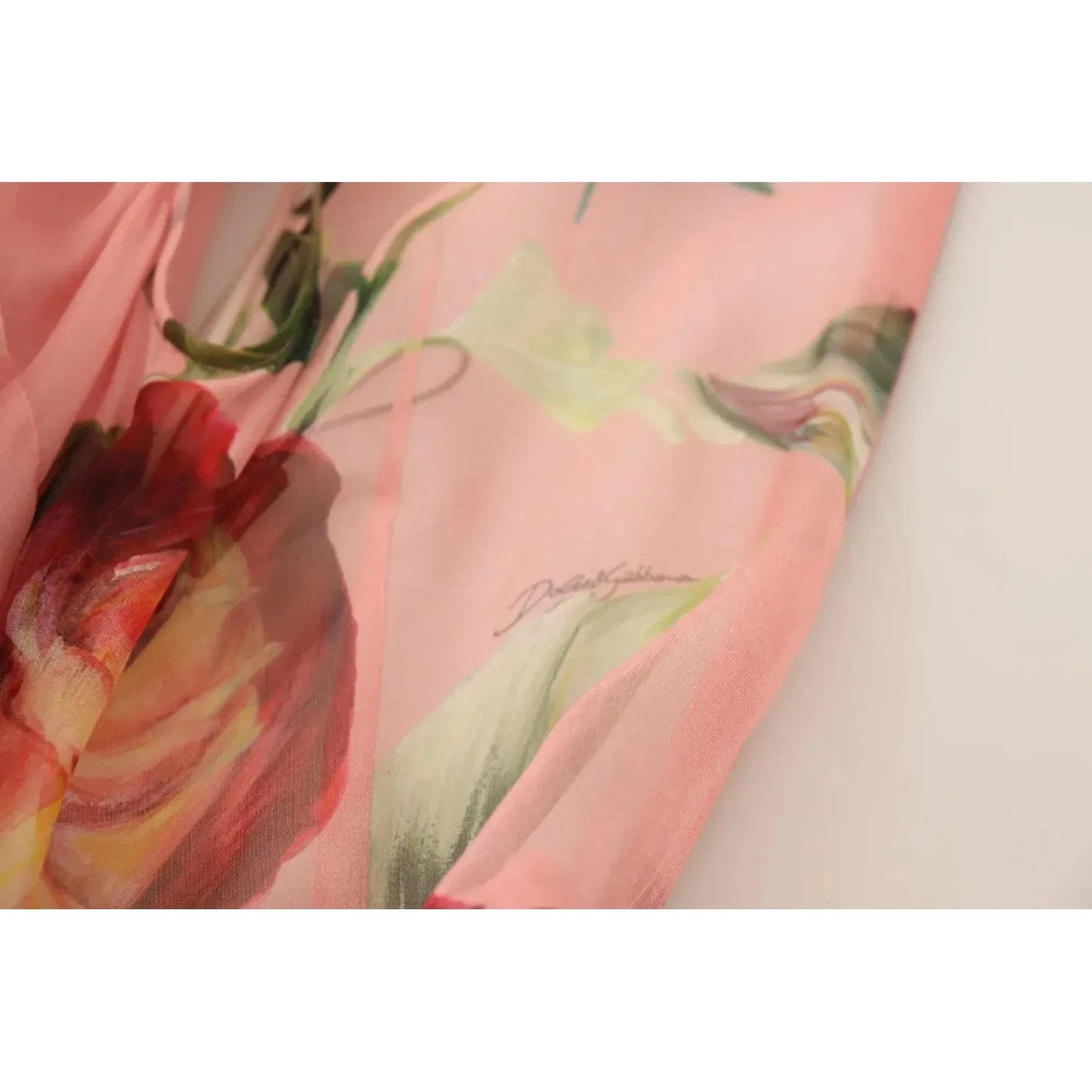 Dolce & Gabbana Pink Silk Floral Print Layered Maxi Dress Dolce & Gabbana Tan