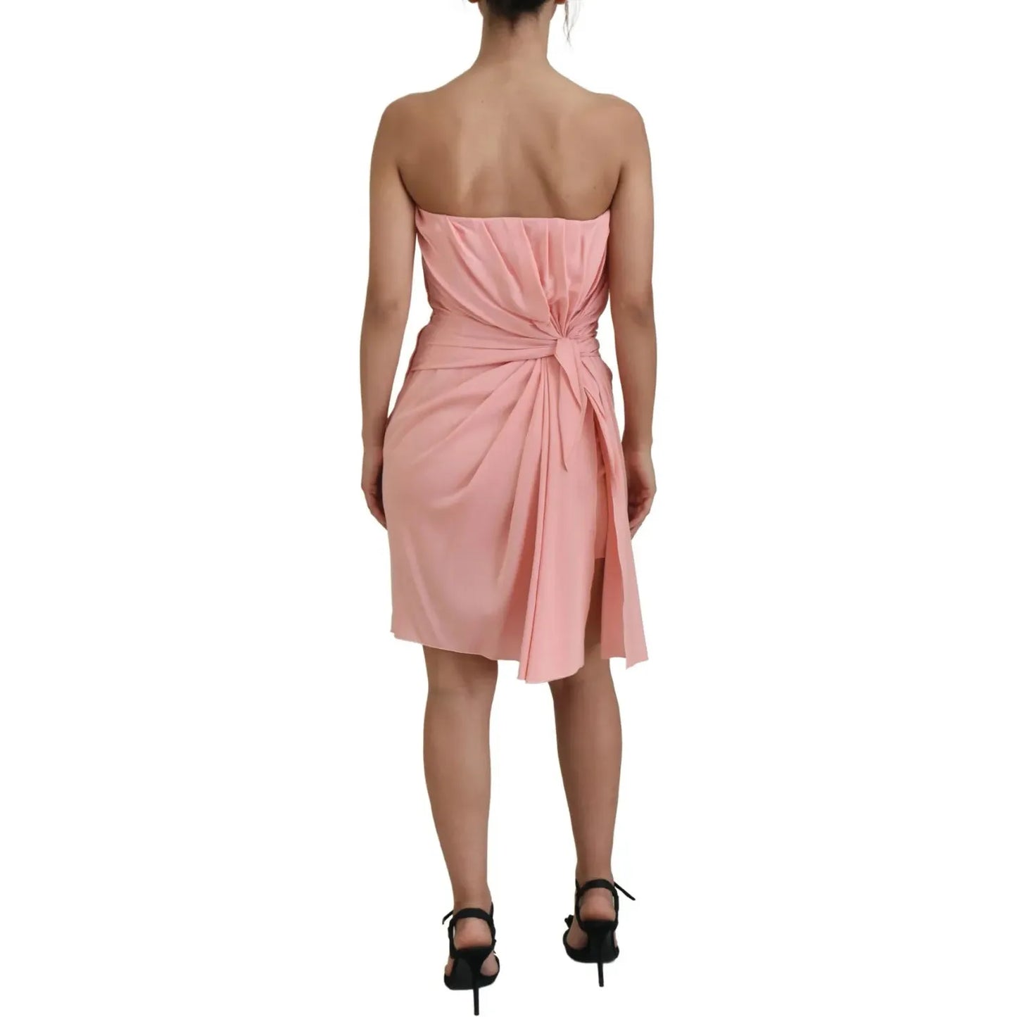 Dolce & Gabbana Pink Silk Stretch Strapless Sheath Dress Dolce & Gabbana Rosy Brown
