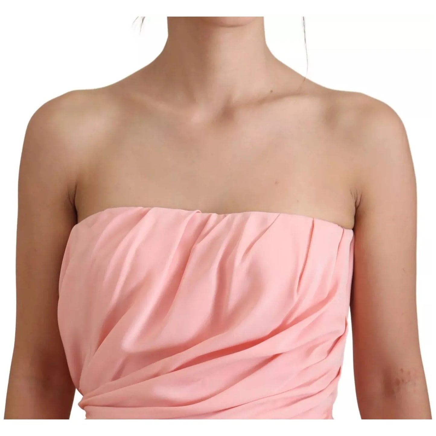 Dolce & Gabbana Pink Silk Stretch Strapless Sheath Dress Dolce & Gabbana Rosy Brown