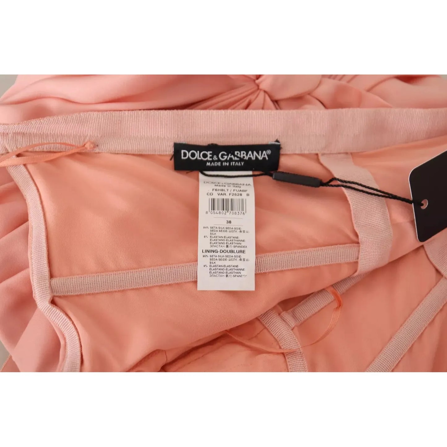 Dolce & Gabbana Pink Silk Stretch Strapless Sheath Dress Dolce & Gabbana Dark Salmon