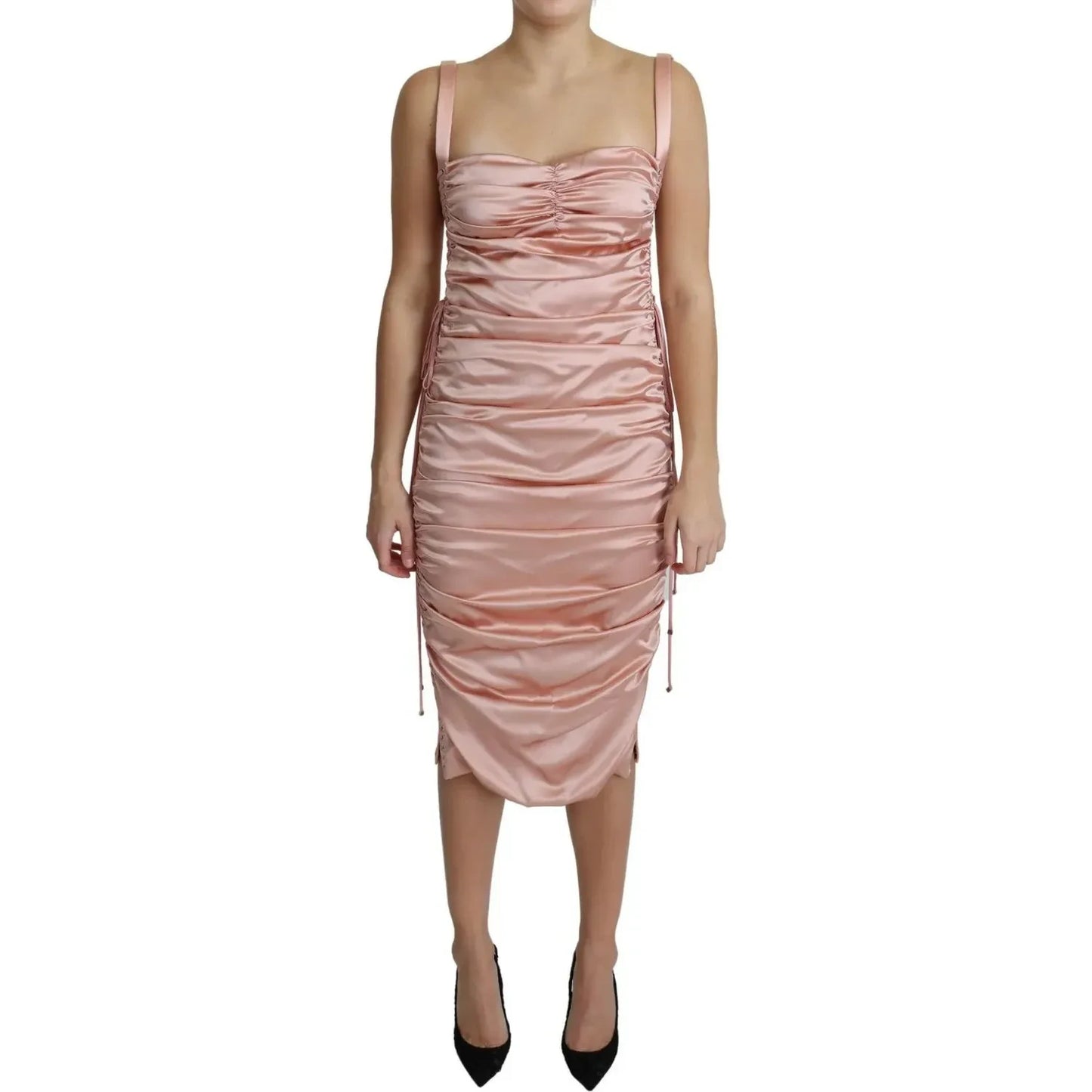 Dolce & Gabbana Pink Spaghetti Strap Bodycon Midi Dress Dolce & Gabbana Rosy Brown