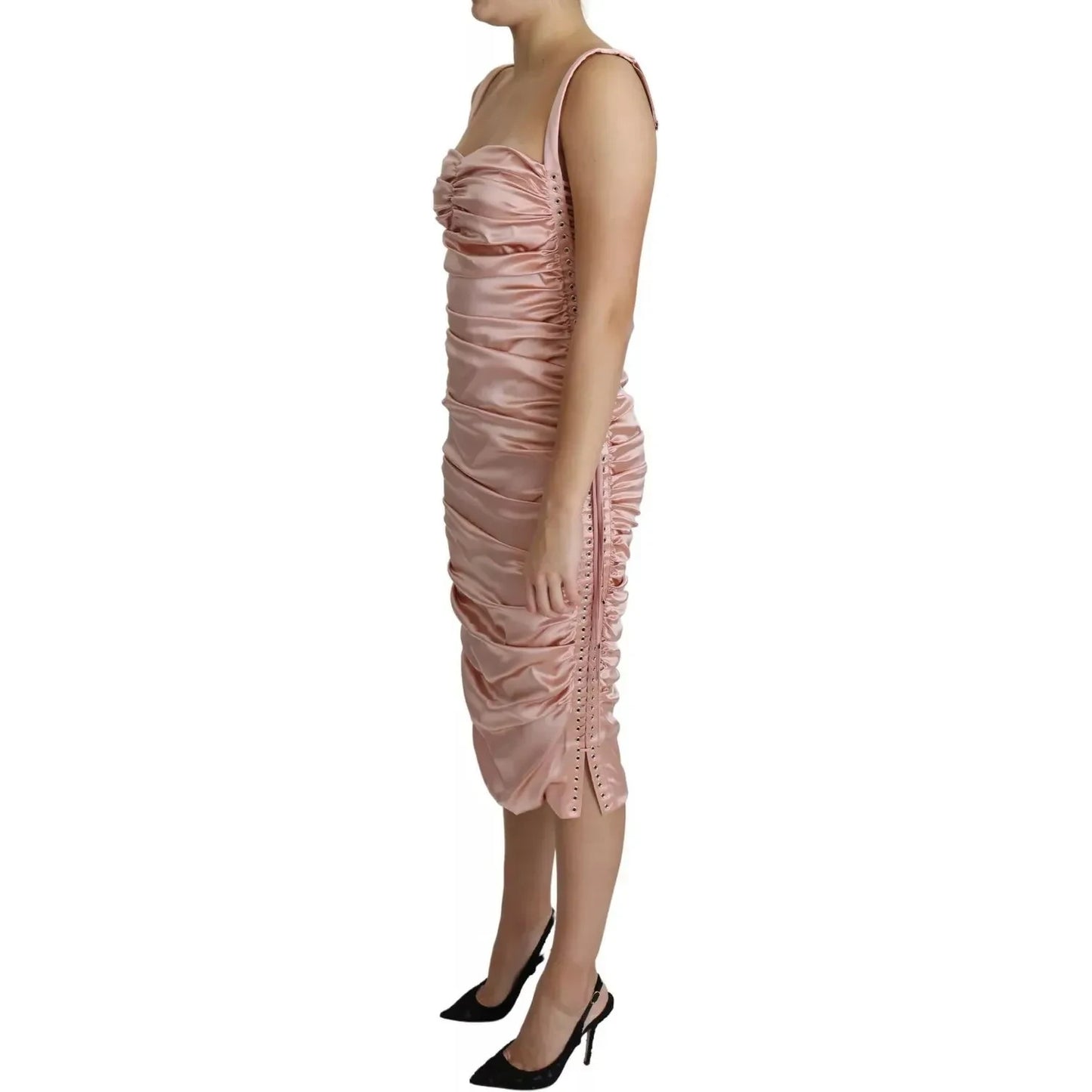 Dolce & Gabbana Pink Spaghetti Strap Bodycon Midi Dress Dolce & Gabbana Rosy Brown