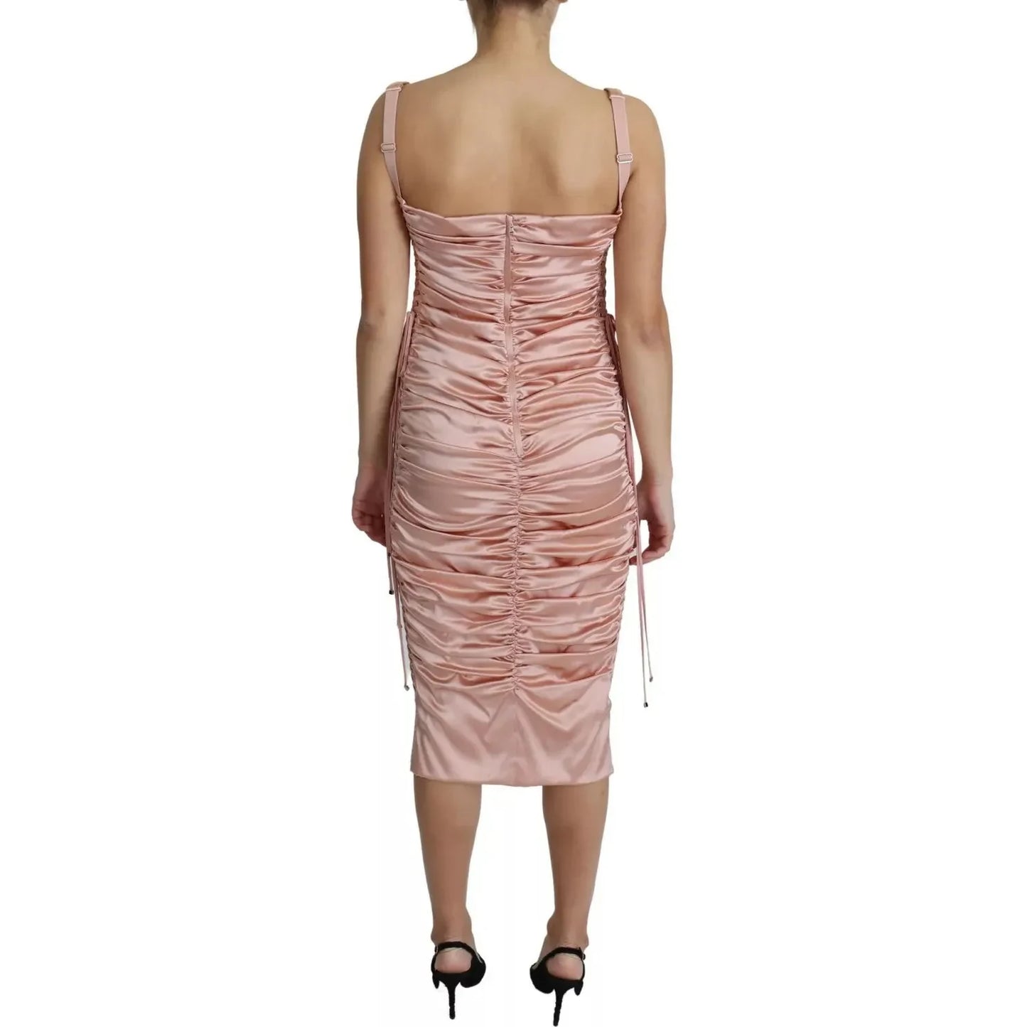 Dolce & Gabbana Pink Spaghetti Strap Bodycon Midi Dress Dolce & Gabbana Rosy Brown