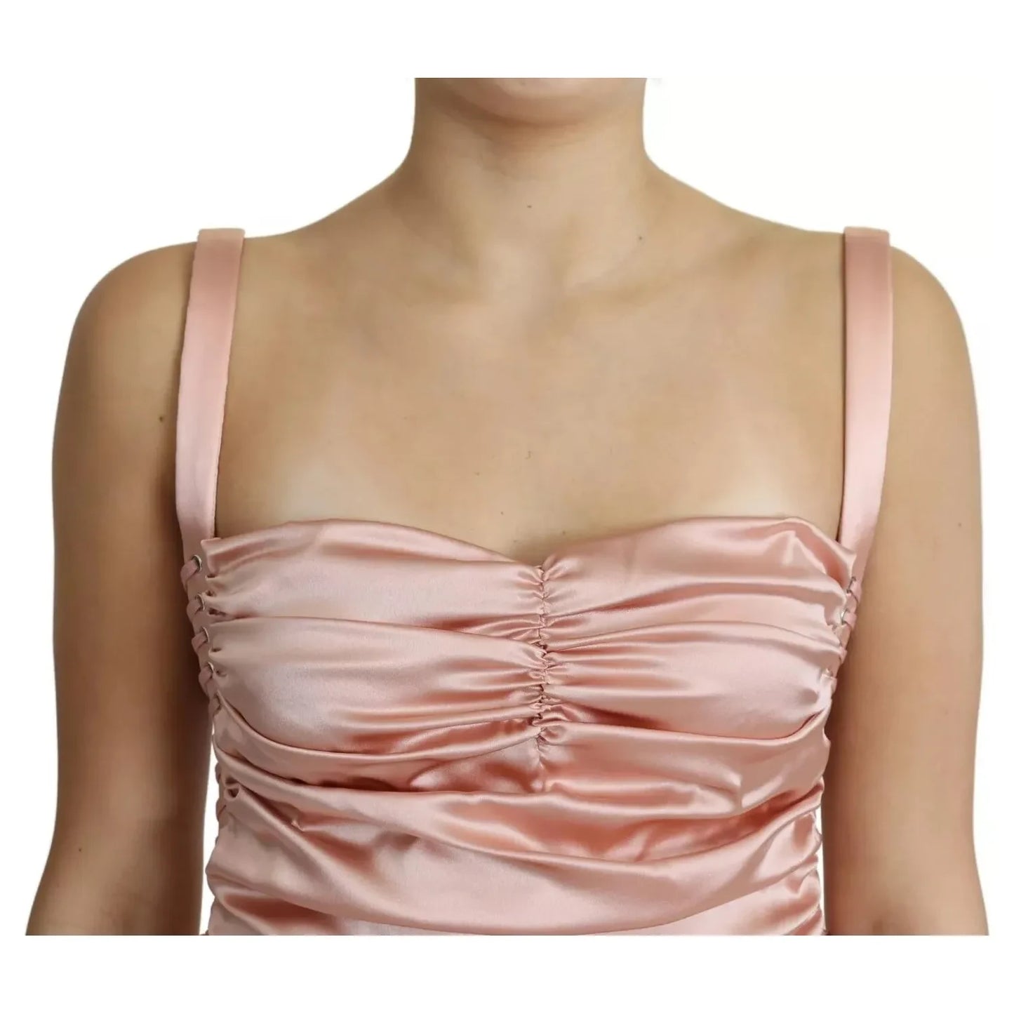 Dolce & Gabbana Pink Spaghetti Strap Bodycon Midi Dress Dolce & Gabbana Rosy Brown