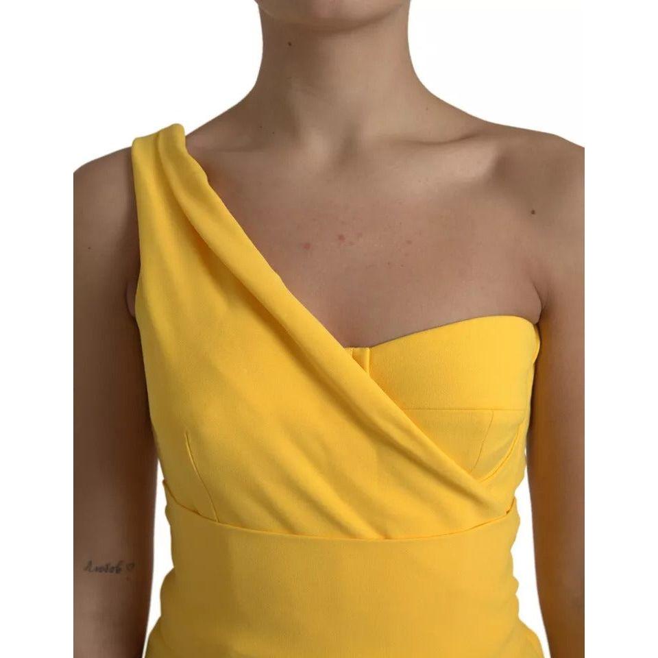 Dolce & Gabbana Yellow One Shoulder Side Slit Midi Dress Dolce & Gabbana Dark Goldenrod
