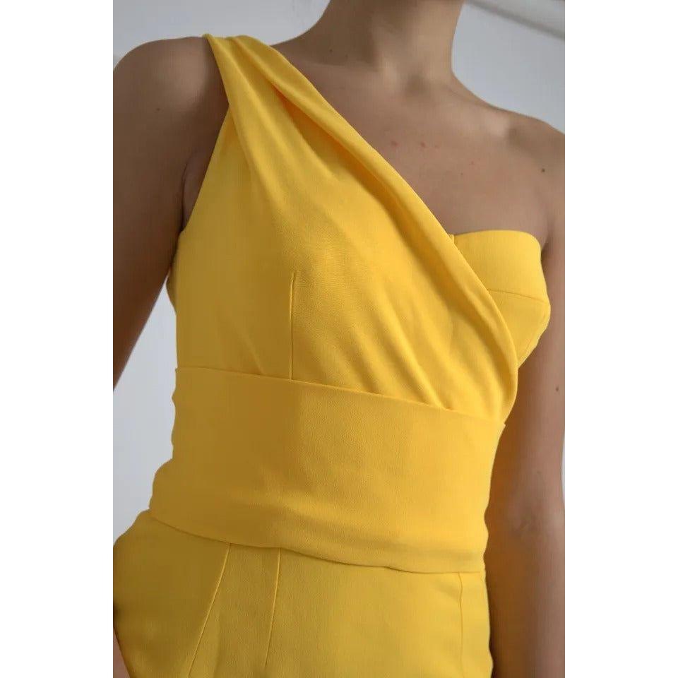 Dolce & Gabbana Yellow One Shoulder Side Slit Midi Dress Dolce & Gabbana Sienna