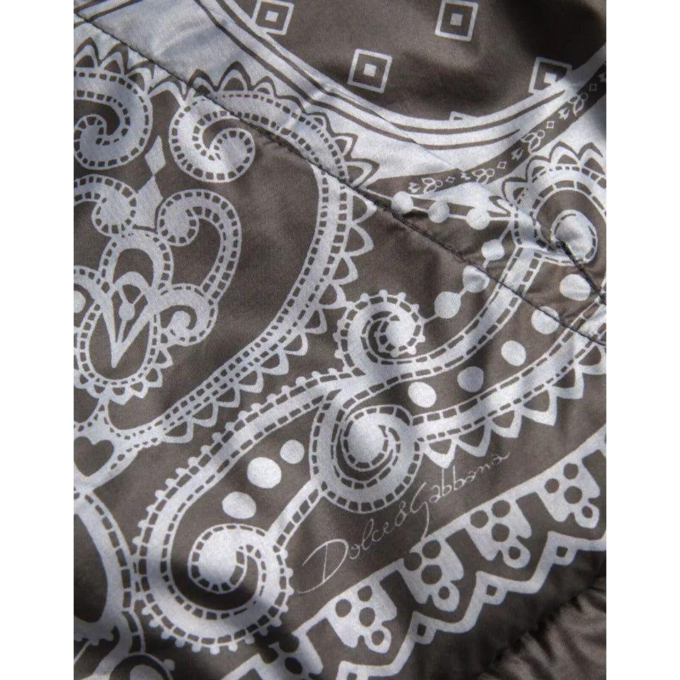 Dolce & Gabbana Gray Bandana Hooded Full Zip Bomber Jacket Dolce & Gabbana Dim Gray