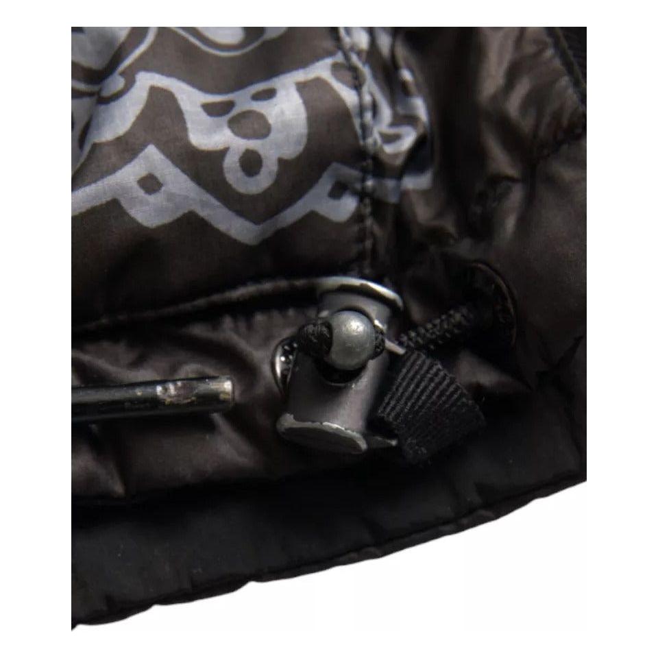 Dolce & Gabbana Gray Bandana Hooded Full Zip Bomber Jacket Dolce & Gabbana Black